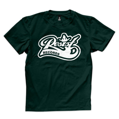 Resist "Logo" White On Green T Shirt