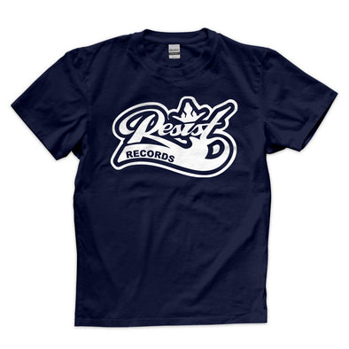 Resist "Logo" White On Navy T Shirt