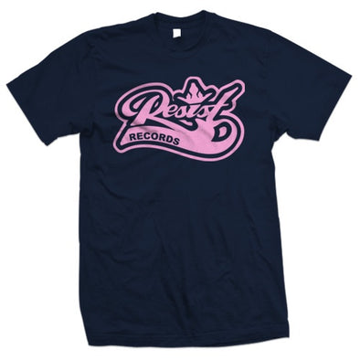 Resist "Logo" Pink On Navy T Shirt