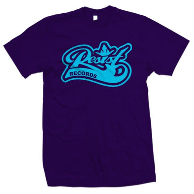 Resist "Logo" Blue On Purple T Shirt