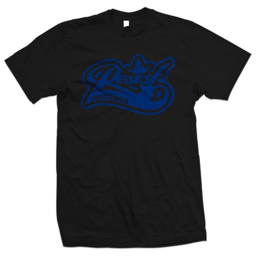 Resist "Logo" Blue on Black T Shirt