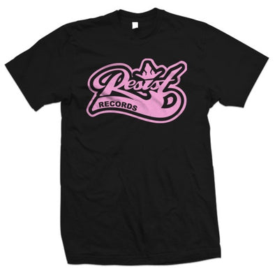 Resist "Logo" Pink On Black T Shirt