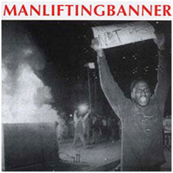 Man Lifting Banner "We Will Not Rest" CD