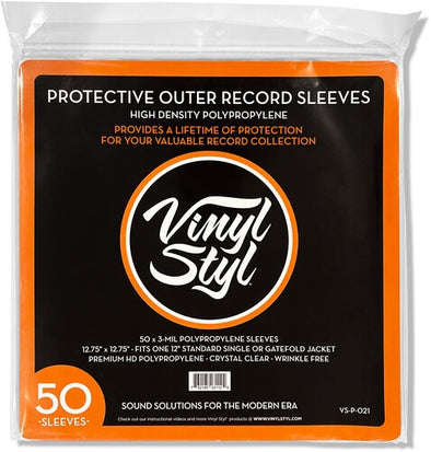 Vinyl Styl "50 12" Protective Outer Record Sleeves Crystal Clear"